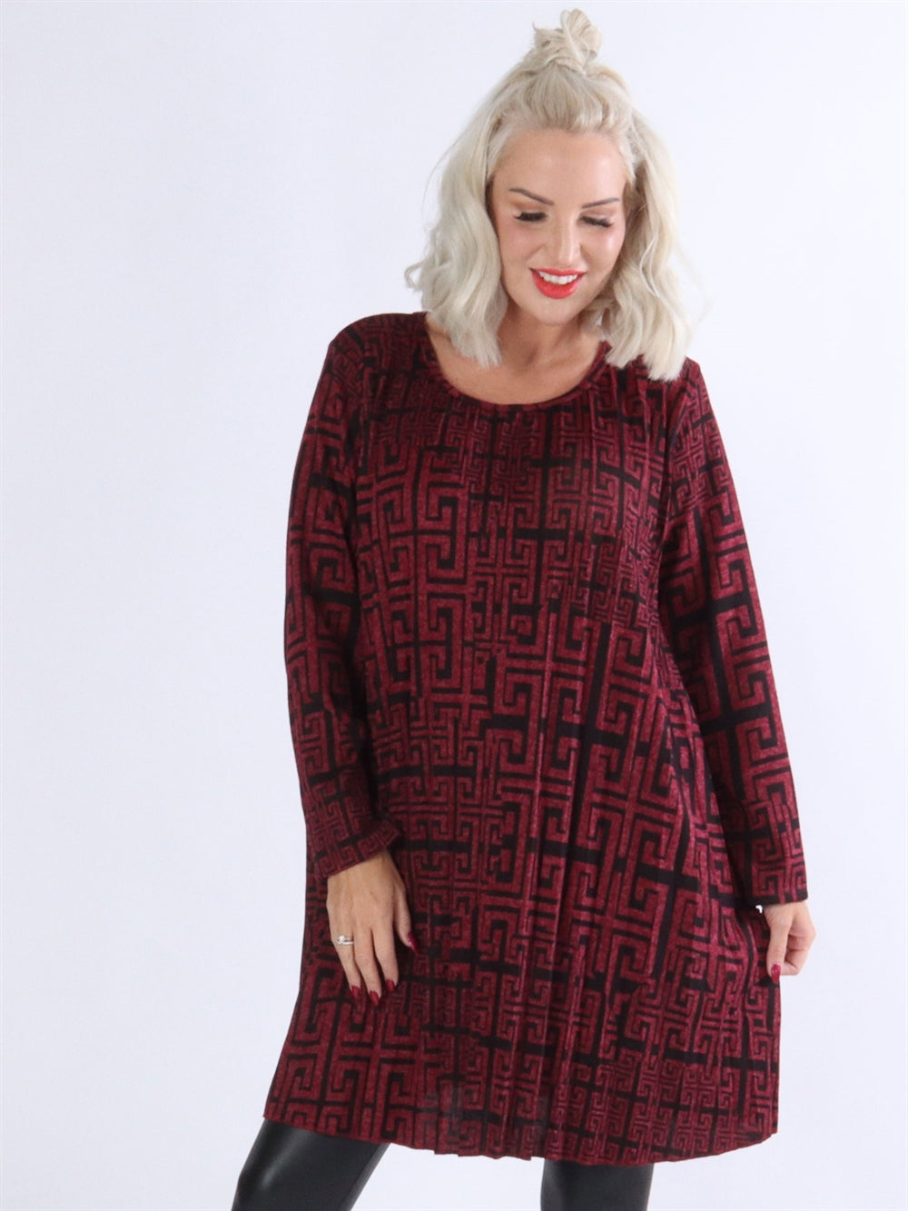 Mikele - Armégrön mönstrad blus med lätta veck